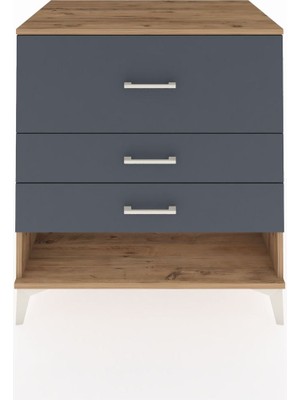 Kronos Şifonyer 3 Çekmeceli 88X59X96 Çam-Antrasit
