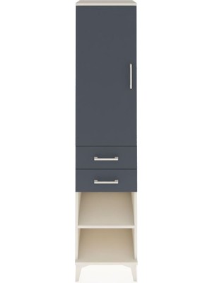 Hyperion Dolap 3 Raflı 2 Çekmeceli Tek Kapaklı 44X44X195 Aytaşı-Antrasit