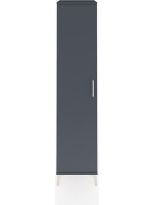 Hyperion Dolap 3 Raflı Tek Kapaklı Tek Askılı 44X44X195 Antrasit-Antrasit
