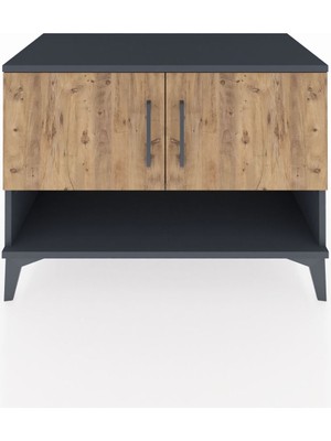 Hyperion Şifonyer 2 Raflı 2 Kapaklı 88X44X64 Antrasit-Çam