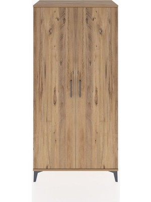 Hyperion Dolap 2 Raflı 2 Kapaklı Tek Askılı 88X44X182 Çam-Çam