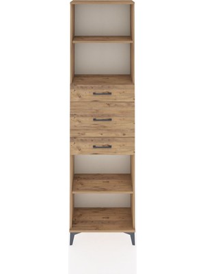 Arges Dolap 3 Raflı 3 Çekmeceli 60X30X221 Çam-Çam