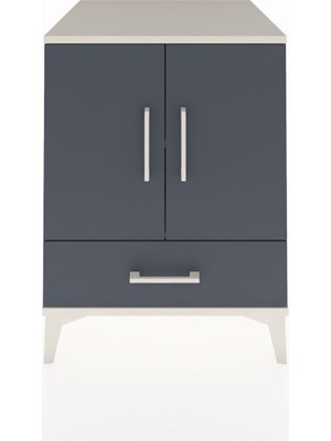 Kronos Komodin 2 Raflı Tek Çekmeceli 2 Kapaklı 60X59X80 Aytaşı-Antrasit