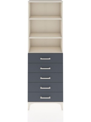 Arges Dolap 3 Raflı 5 Çekmeceli 60X30X182 Aytaşı-Antrasit