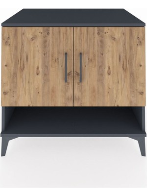 Kronos Şifonyer 2 Raflı 2 Kapaklı 88X59X80 Antrasit-Çam