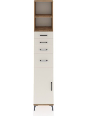 Hyperion Dolap 3 Raflı 4 Çekmeceli Tek Kapaklı 44X44X243 Çam-Aytaşı