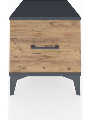 Kronos Komodin Tek Çekmeceli 44X59X48 Antrasit-Çam