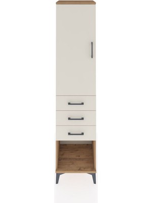 Hyperion Dolap Tek Raflı 3 Çekmeceli Tek Askılı 44X44X195 Çam-Aytaşı