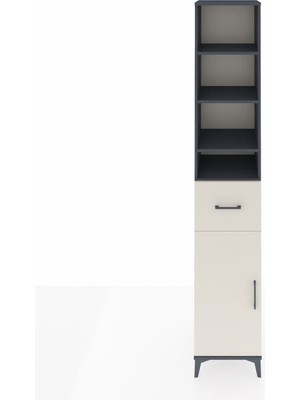 Hyperion Dolap 6 Raflı Tek Çekmeceli Tek Kapaklı 44X44X243 Antrasit-Aytaşı