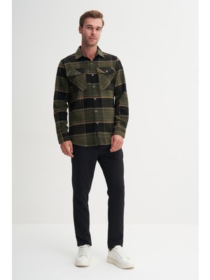 Cazador 20110 Haki Erkek Çift Cep Düğmeli Oduncu Gömlek