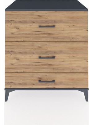Kronos Şifonyer 3 Çekmeceli 88X59X96 Antrasit-Çam