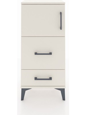 Arges Komodin Tek Raflı 2 Çekmeceli Tek Kapaklı 44X30X96 Aytaşı-Aytaşı