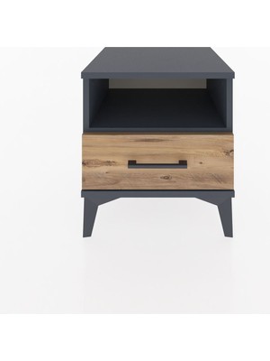 Hyperion Komodin Tek Raflı Tek Çekmeceli 44X44X48 Antrasit-Çam