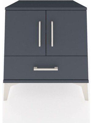 Kronos Komodin 2 Raflı Tek Çekmeceli 2 Kapaklı 60X59X64 Antrasit-Antrasit