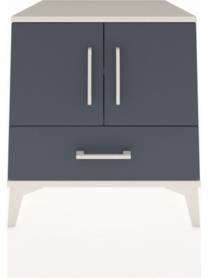 Kronos Komodin 2 Raflı Tek Çekmeceli 2 Kapaklı 60X59X64 Aytaşı-Antrasit