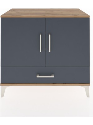 Hyperion Şifonyer 3 Raflı Tek Çekmeceli 2 Kapaklı 88X44X80 Çam-Antrasit