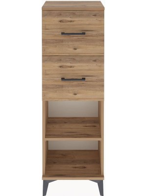 Arges Dolap Tek Raflı 2 Çekmeceli 44X30X134 Çam-Çam