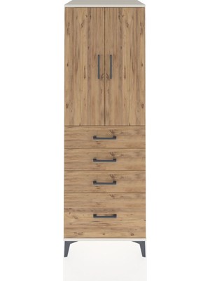 Kronos Dolap 2 Raflı 4 Çekmeceli 2 Kapaklı 60X59X182 Aytaşı-Çam