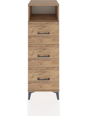 Hyperion Dolap Tek Raflı 3 Çekmeceli 44X44X134 Çam-Çam