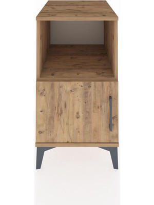 Kronos Komodin 2 Raflı Tek Kapaklı 44X59X80 Çam-Çam