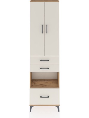 Arges Dolap 3 Raflı 3 Çekmeceli Tek Askılı 60X30X221 Çam-Aytaşı