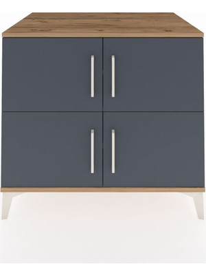 Kronos Şifonyer 3 Raflı 4 Kapaklı 88X59X80 Çam-Antrasit