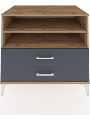 Kronos Şifonyer 2 Raflı 2 Çekmeceli 88X59X80 Çam-Antrasit