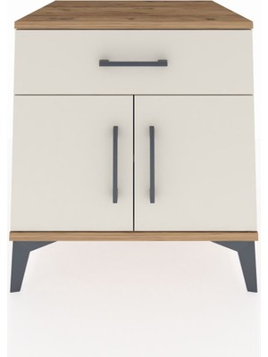 Kronos Komodin Tek Raflı Tek Çekmeceli 2 Kapaklı 60X59X64 Çam-Aytaşı