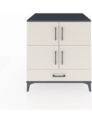 Kronos Şifonyer 4 Raflı Tek Çekmeceli 4 Kapaklı 88X59X96 Antrasit-Aytaşı