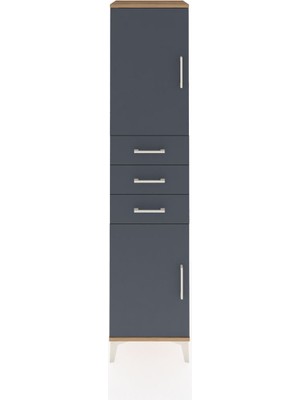 Hyperion Dolap 3 Raflı 3 Çekmeceli 2 Kapaklı 44X44X195 Çam-Antrasit