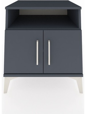 Kronos Komodin 2 Raflı 2 Kapaklı 60X59X64 Antrasit-Antrasit