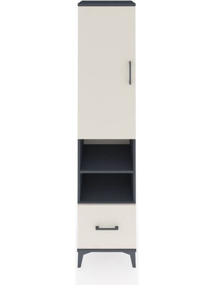 Hyperion Dolap 5 Raflı Tek Çekmeceli Tek Kapaklı 44X44X195 Antrasit-Aytaşı
