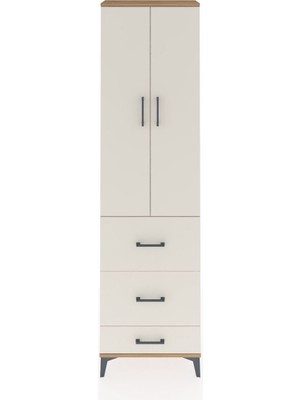 Arges Dolap 2 Raflı 3 Çekmeceli Tek Askılı 60X30X221 Çam-Aytaşı