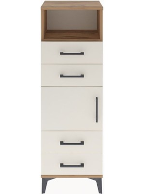 Arges Dolap 2 Raflı 4 Çekmeceli Tek Kapaklı 44X30X134 Çam-Aytaşı