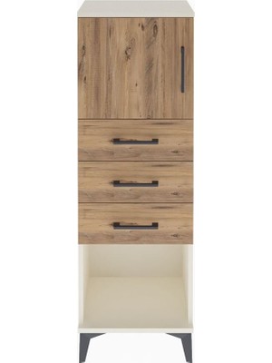 Arges Dolap Tek Raflı 3 Çekmeceli Tek Kapaklı 44X30X134 Aytaşı-Çam