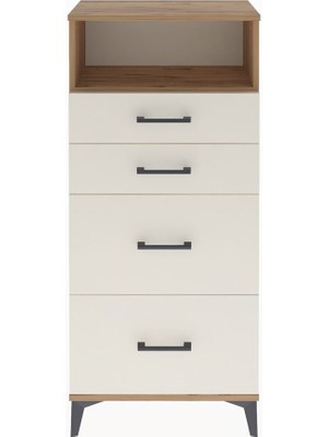 Arges Dolap Tek Raflı 4 Çekmeceli 60X30X134 Çam-Aytaşı