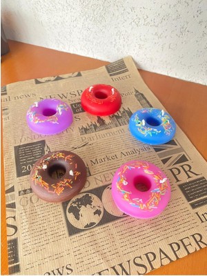 5 Adet Donat Mum - Donut  Mum Çikolata,çilek,vanilya,şeftali,mango Kokulu Mum