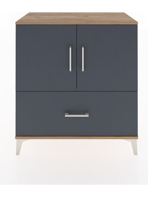 Hyperion Şifonyer 3 Raflı Tek Çekmeceli 2 Kapaklı 88X44X96 Çam-Antrasit