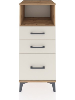 Hyperion Komodin Tek Raflı 3 Çekmeceli 44X44X106 Çam-Aytaşı