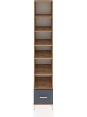 Hyperion Dolap 6 Raflı Tek Çekmeceli 44X44X243 Çam-Antrasit
