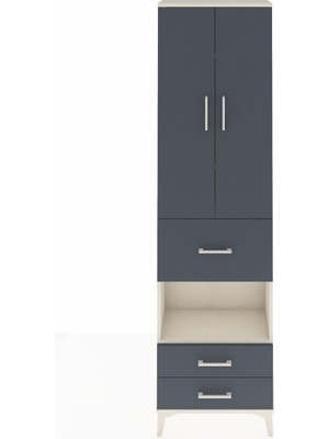 Arges Dolap 4 Raflı 3 Çekmeceli 2 Kapaklı 60X30X221 Aytaşı-Antrasit