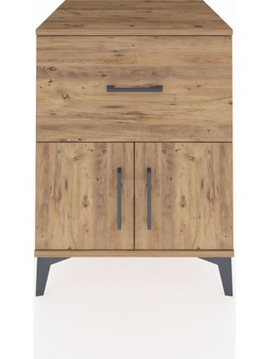 Kronos Komodin Tek Raflı Tek Çekmeceli 2 Kapaklı 60X59X80 Çam-Çam