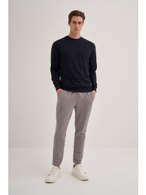 Cazador 52470 Lacivert Erkek Bisiklet Yaka Fitilli Slim Fit Sweatshirt