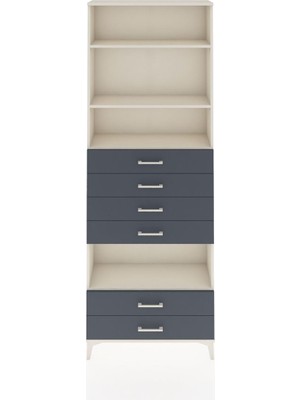 Arges Dolap 4 Raflı 6 Çekmeceli 88X30X243 Aytaşı-Antrasit