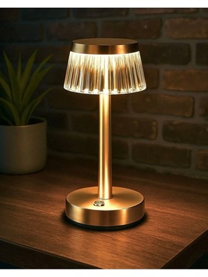 Şarjlı Dokunmatik Masa Lambası, 3 Renk Işık, Şık Metalik Tasarım