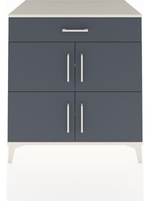 Kronos Şifonyer 3 Raflı Tek Çekmeceli 4 Kapaklı 88X59X96 Aytaşı-Antrasit