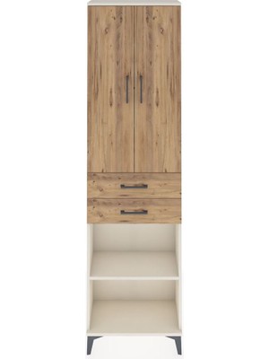 Arges Dolap 4 Raflı 2 Çekmeceli 2 Kapaklı 60X30X221 Aytaşı-Çam
