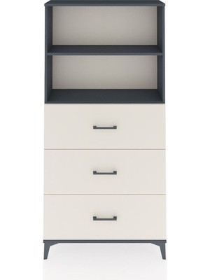 Arges Dolap 2 Raflı 3 Çekmeceli 88X30X182 Antrasit-Aytaşı