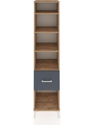 Hyperion Dolap 4 Raflı Tek Çekmeceli 44X44X195 Çam-Antrasit