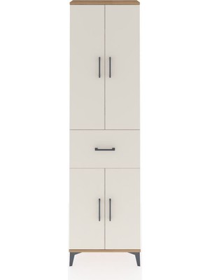 Arges Dolap 4 Raflı Tek Çekmeceli 4 Kapaklı 60X30X221 Çam-Aytaşı